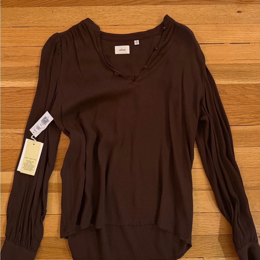 Aritzia Wilfred Ava Blouse Chocolate Brown